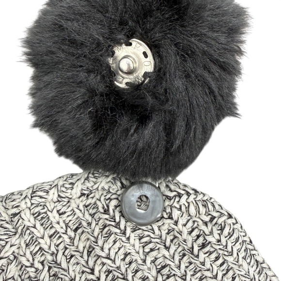 Love Your Melon Double Black Faux Fur Pom Beanie Black White Marl Cotton‎ Knit main image 4